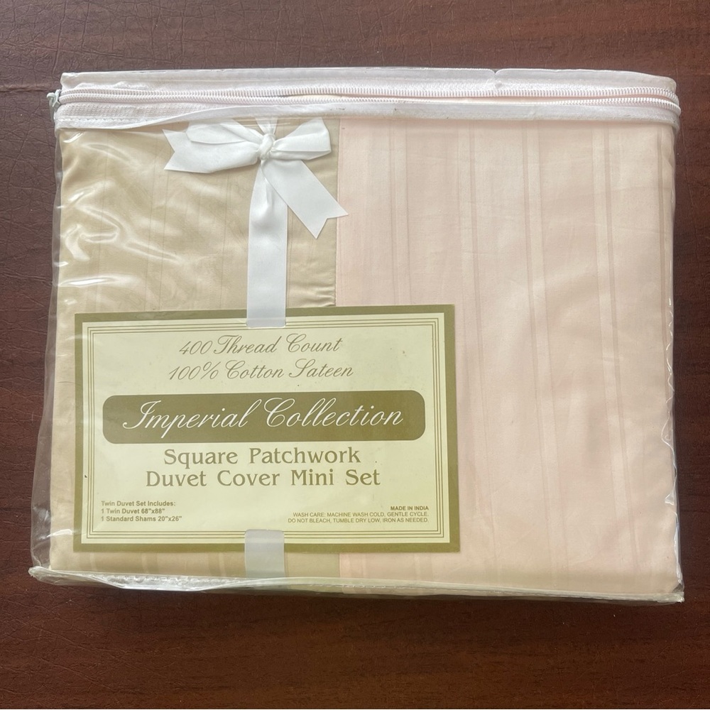 SOLD Imperial Collection Square Patchwork Twin Duvet Cover Mini Set 400 TC